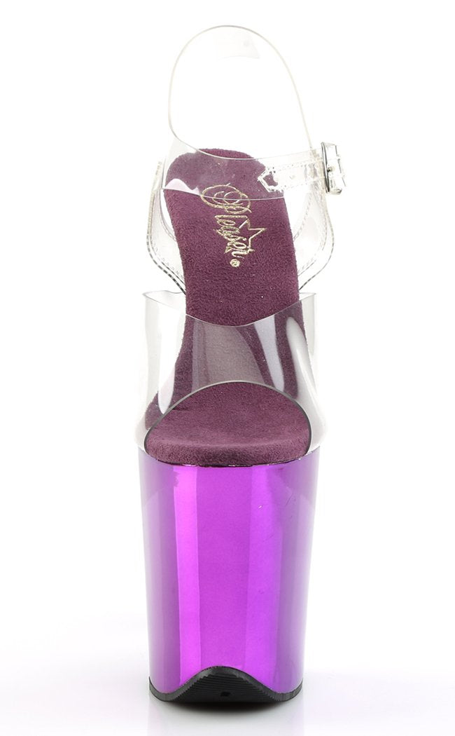FLAMINGO-808 Clear & Purple Chrome Heels-Pleaser-Tragic Beautiful