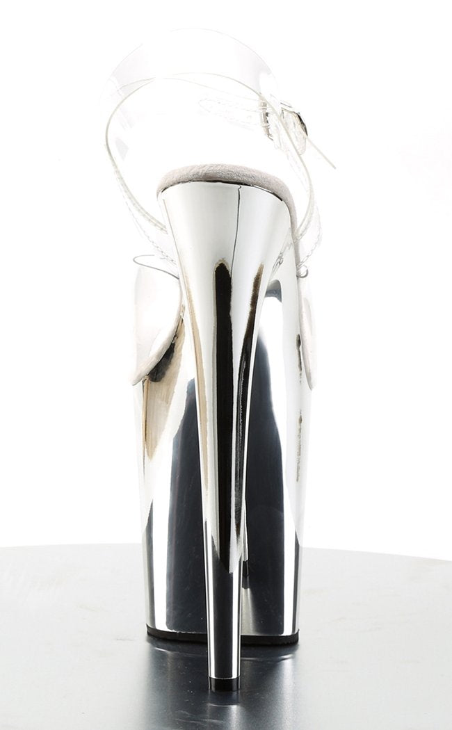 FLAMINGO-808 Clear & Silver Chrome Heels-Pleaser-Tragic Beautiful