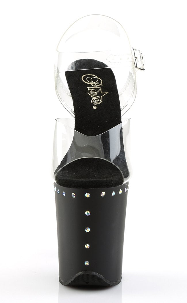 FLAMINGO-808ABLS Clear & Black Matte Heels-Pleaser-Tragic Beautiful