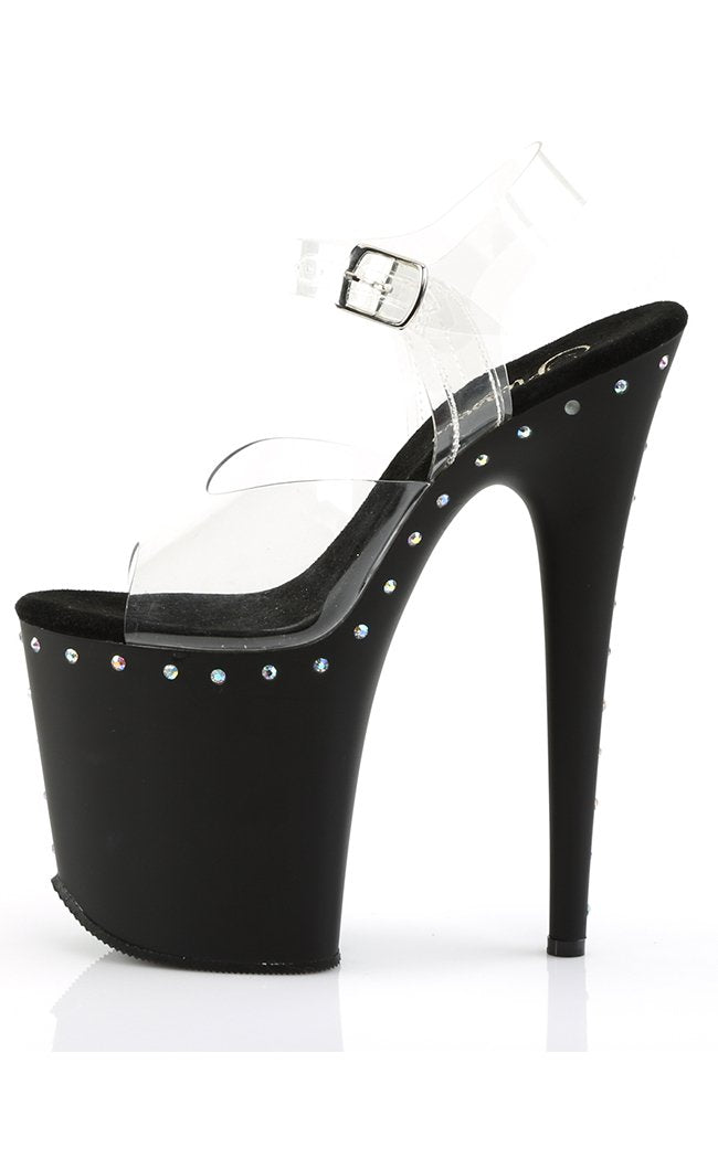 FLAMINGO-808ABLS Clear & Black Matte Heels-Pleaser-Tragic Beautiful