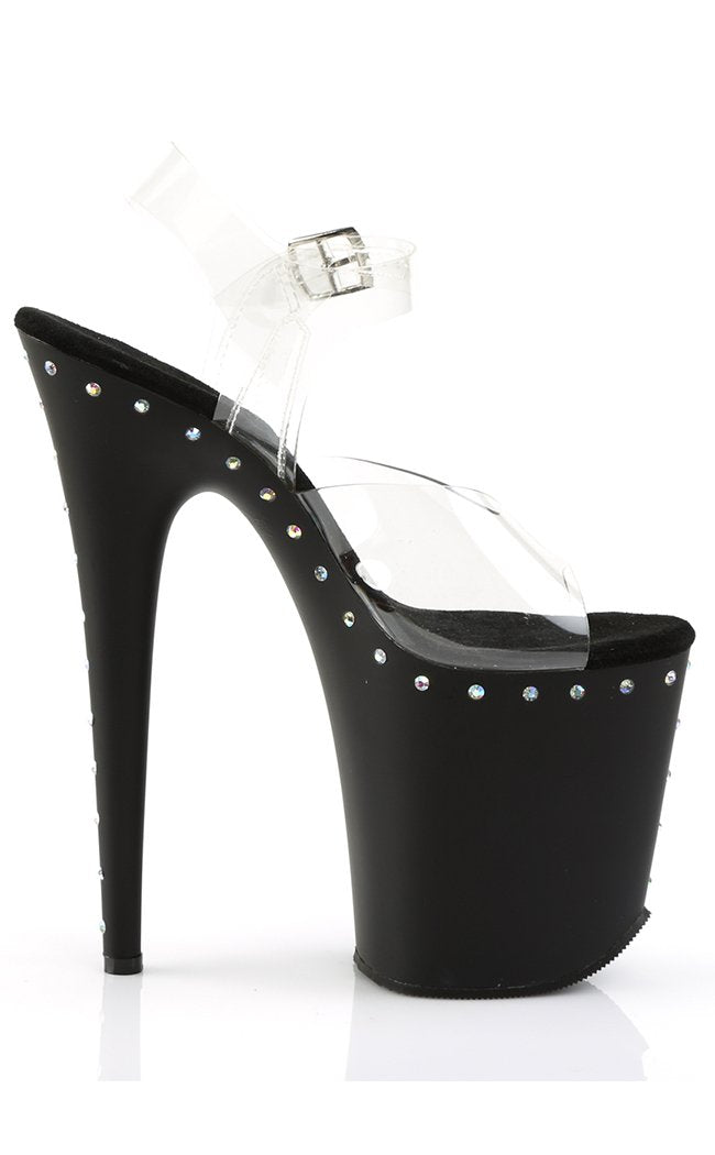 FLAMINGO-808ABLS Clear & Black Matte Heels-Pleaser-Tragic Beautiful