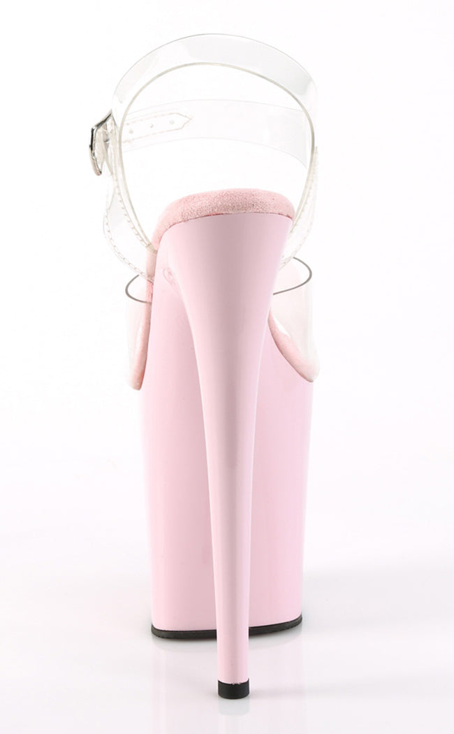 FLAMINGO-808C Clear/Baby Pink Heels-Pleaser-Tragic Beautiful