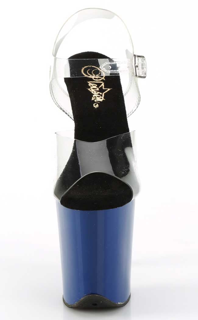 FLAMINGO-808C Clear/Royal Blue Heels-Pleaser-Tragic Beautiful