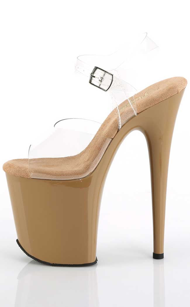 FLAMINGO-808C Clear/Toffee Heels-Pleaser-Tragic Beautiful