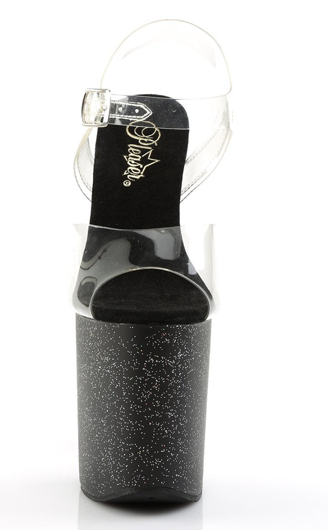 FLAMINGO-808MG Clear/Black Heels-Pleaser-Tragic Beautiful