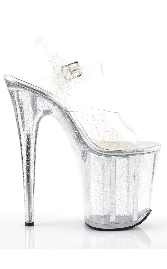 FLAMINGO-808MMG Clear Glitter Heels-Pleaser-Tragic Beautiful