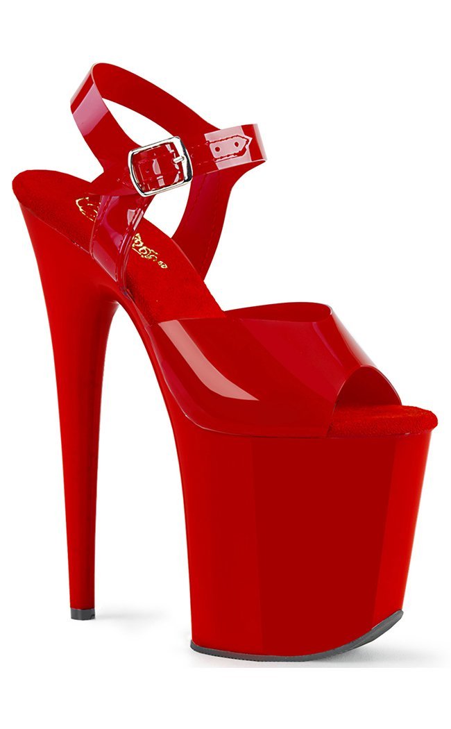 FLAMINGO-808N Jelly-like High Heels in Red-Pleaser-Tragic Beautiful