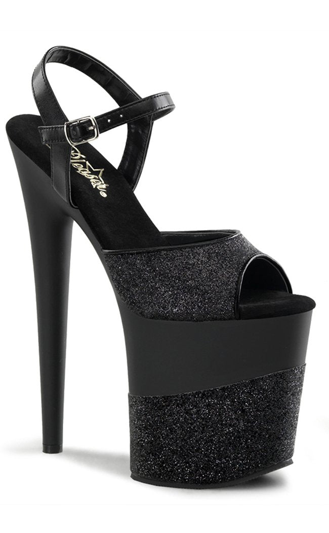 FLAMINGO-809-2G Black Glitter Heels-Pleaser-Tragic Beautiful