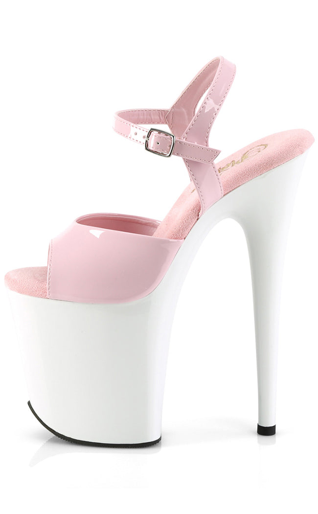 FLAMINGO-809 Baby Pink/White Patent Heels-Pleaser-Tragic Beautiful