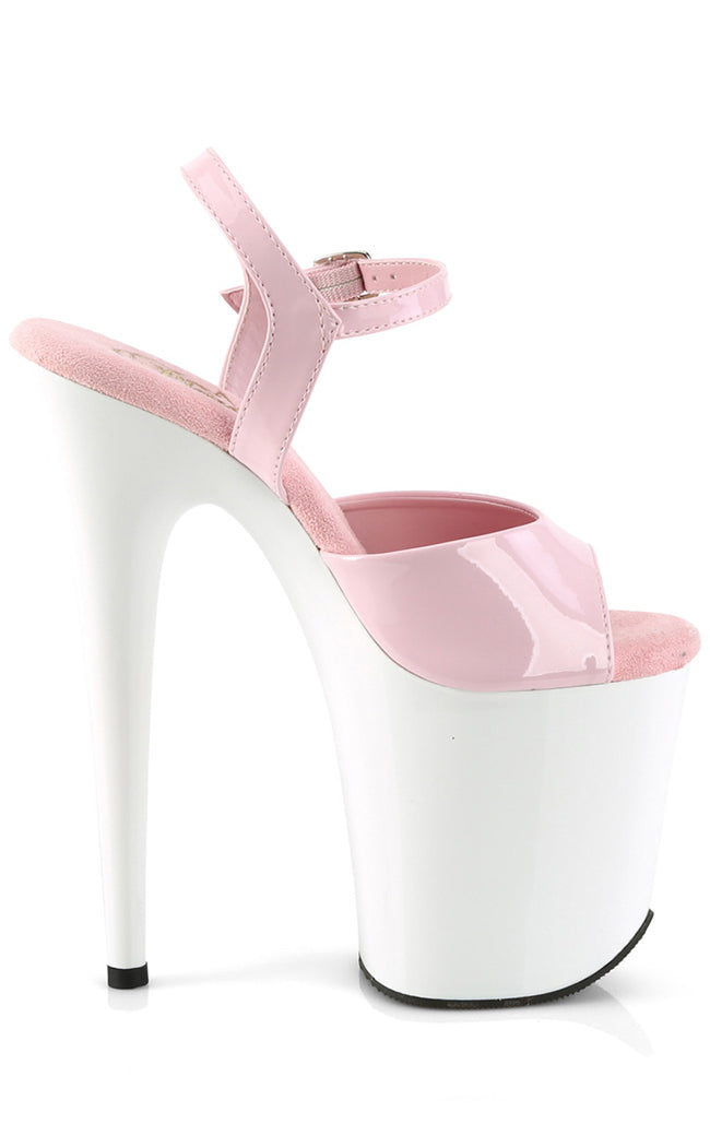 FLAMINGO-809 Baby Pink/White Patent Heels-Pleaser-Tragic Beautiful