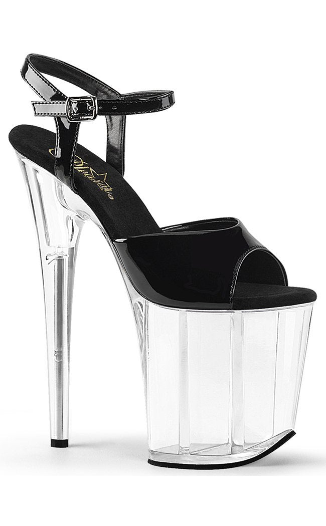 FLAMINGO-809 Black Patent & Clear Heels-Pleaser-Tragic Beautiful