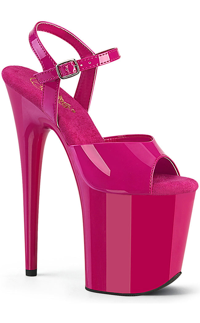 FLAMINGO-809 Hot Pink Patent Heels-Pleaser-Tragic Beautiful