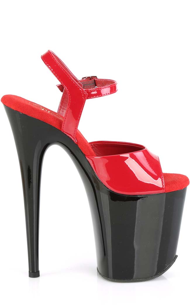 FLAMINGO-809 Red Patent & Black Heels-Pleaser-Tragic Beautiful