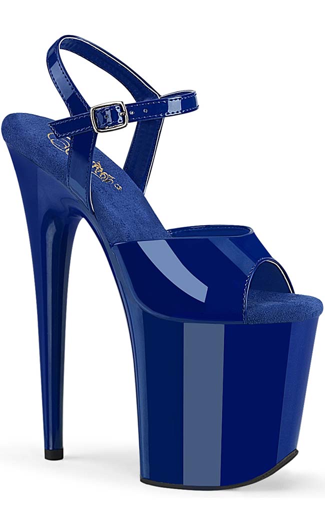 FLAMINGO-809 Royal Blue Patent Heels-Pleaser-Tragic Beautiful