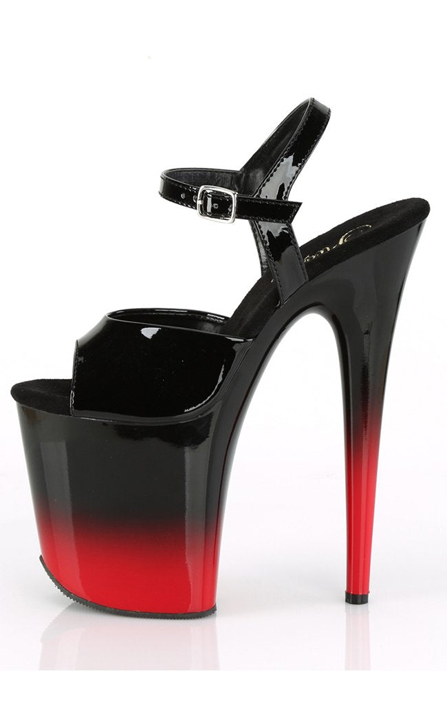 FLAMINGO-809BR-H Red-Black Ombre Heels-Pleaser-Tragic Beautiful