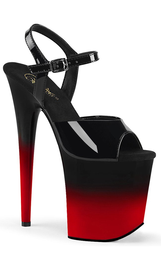 FLAMINGO-809BR-H Red-Black Ombre Heels-Pleaser-Tragic Beautiful