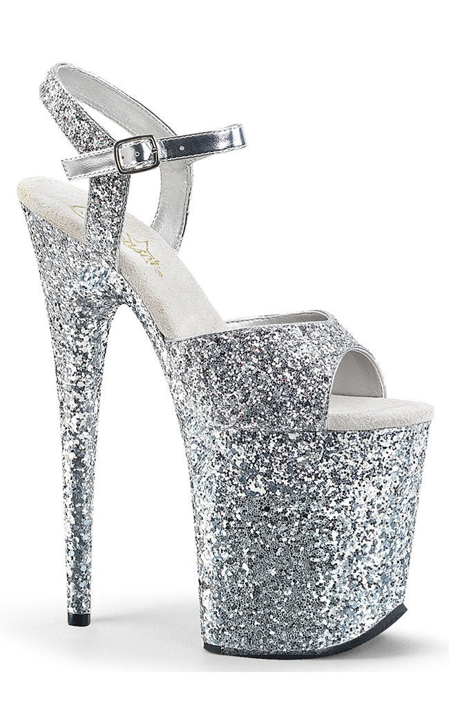 FLAMINGO-810LG Silver Glitter Heels-Pleaser-Tragic Beautiful