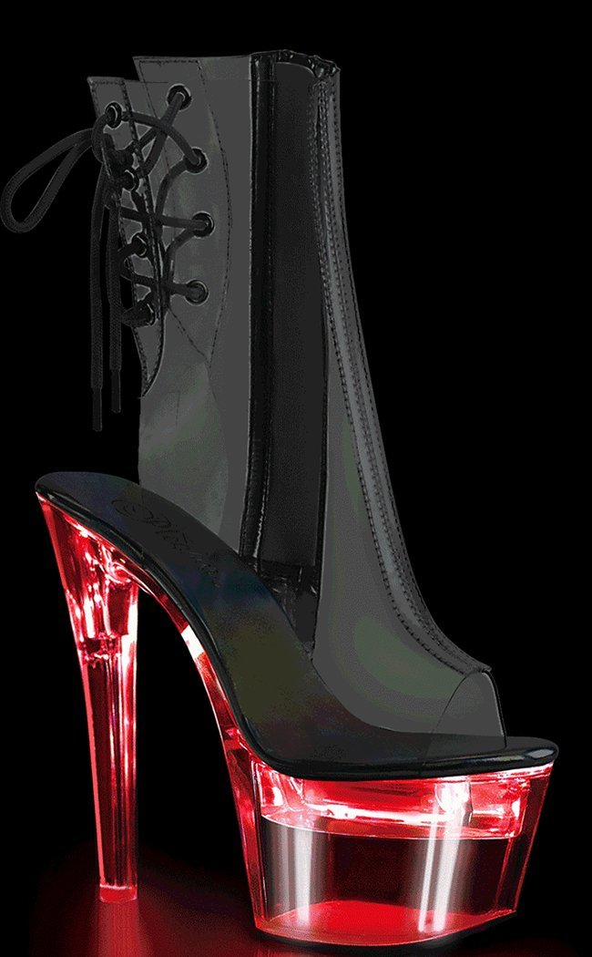 FLASHDANCE-1018C-7 Light-up Clear Ankle Bootie-Pleaser-Tragic Beautiful