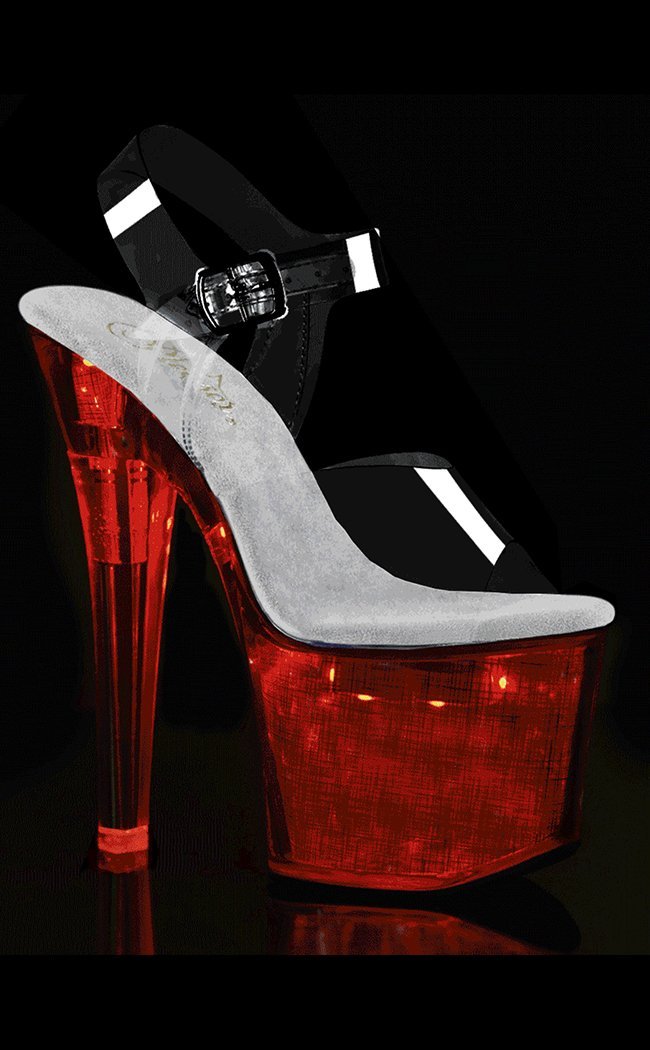 FLASHDANCE-708SCH Clear & Holo Light-up Platform Heels-Pleaser-Tragic Beautiful