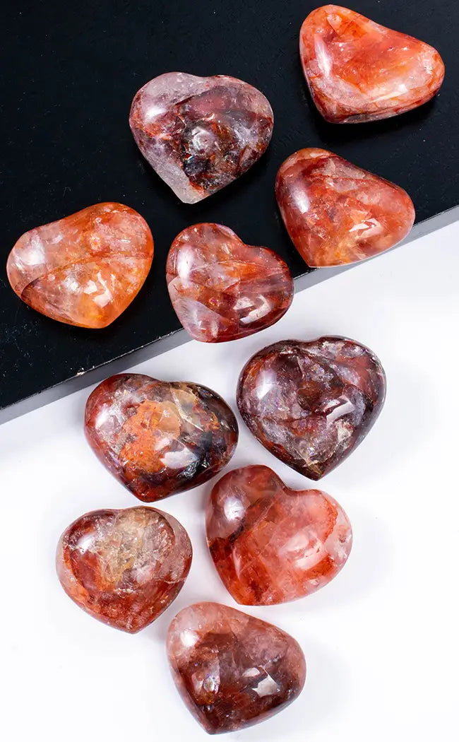 Fire Quartz Crystal Hearts