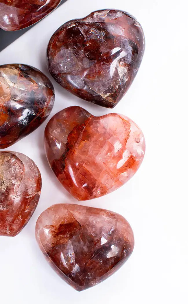 Fire Quartz Crystal Hearts