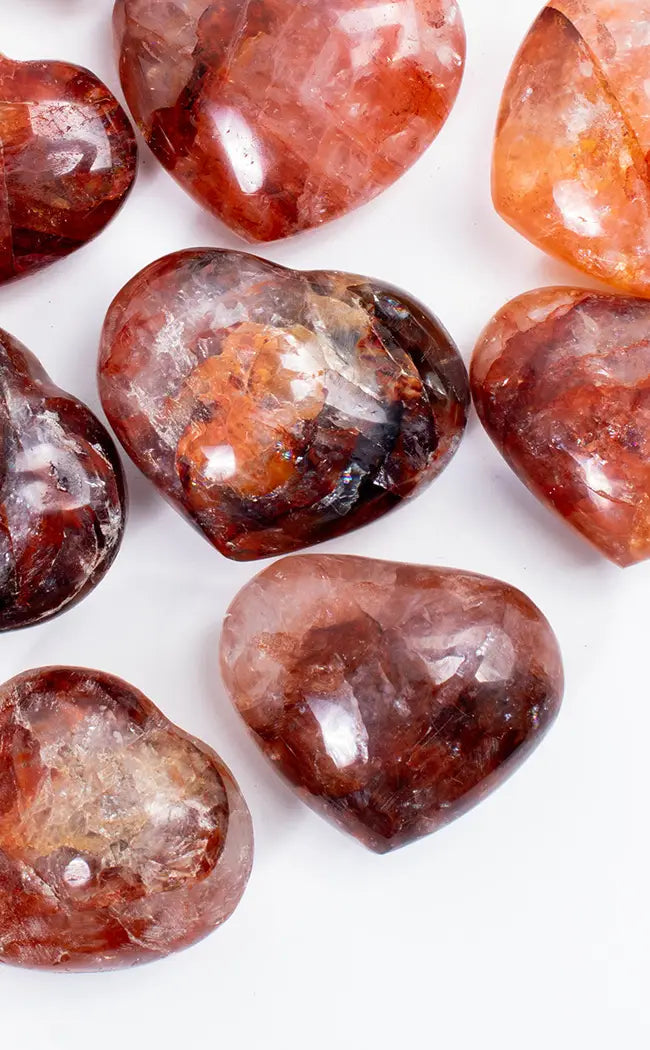 Fire Quartz Crystal Hearts