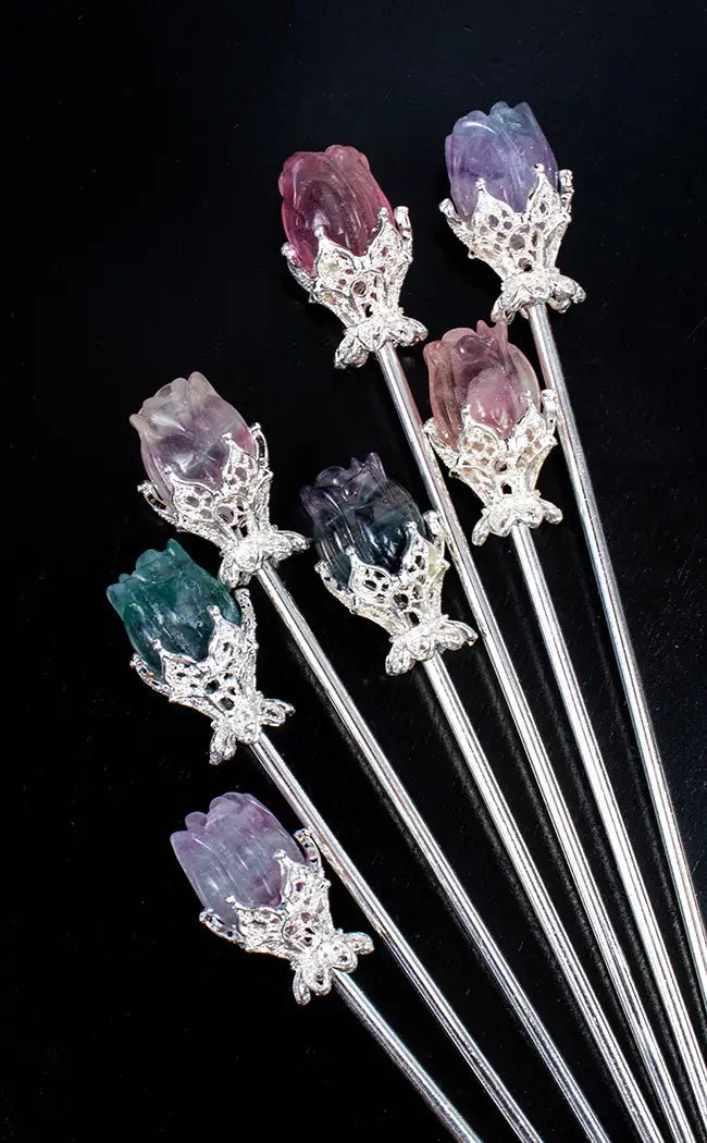 Fluorite Rose Hair Stick