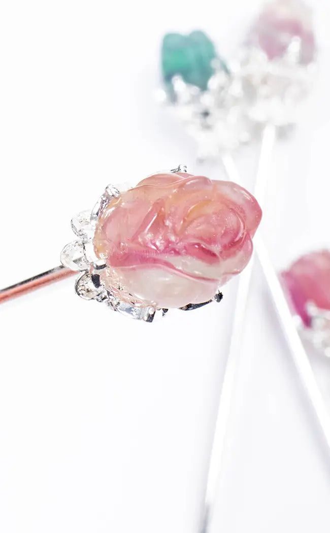 Fluorite Rose Hair Stick