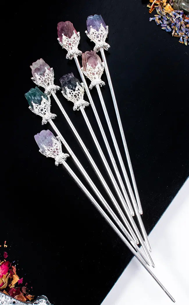 Fluorite Rose Hair Stick