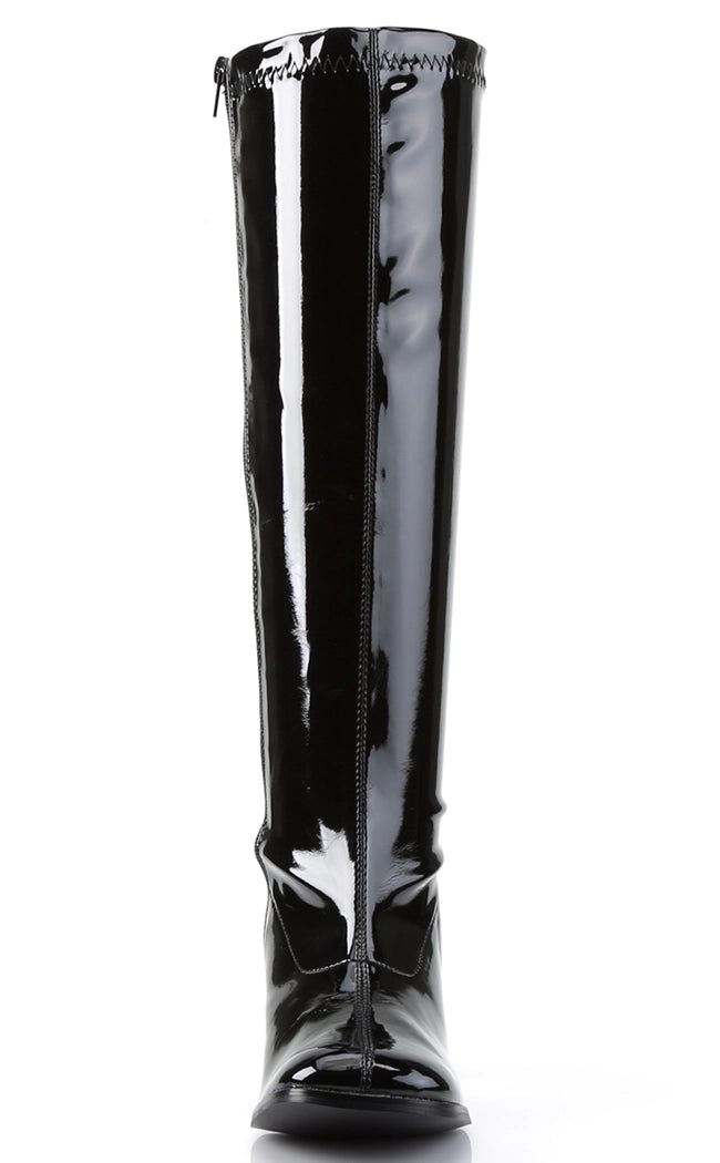 GOGO-300WC Black Patent Wide Calf Boots