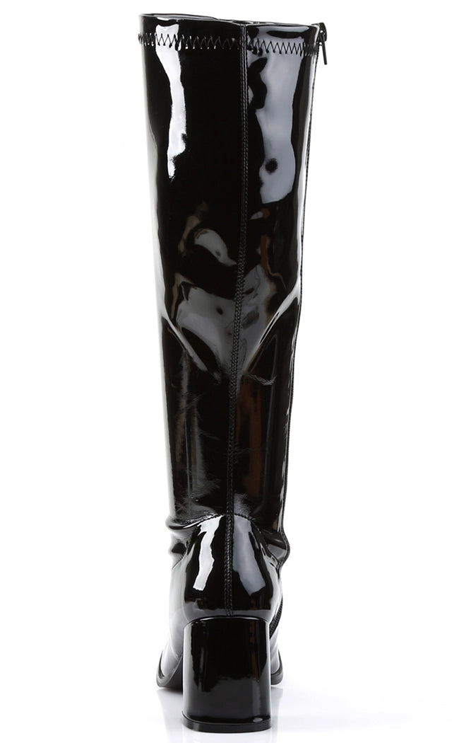 GOGO-300WC Black Patent Wide Calf Boots