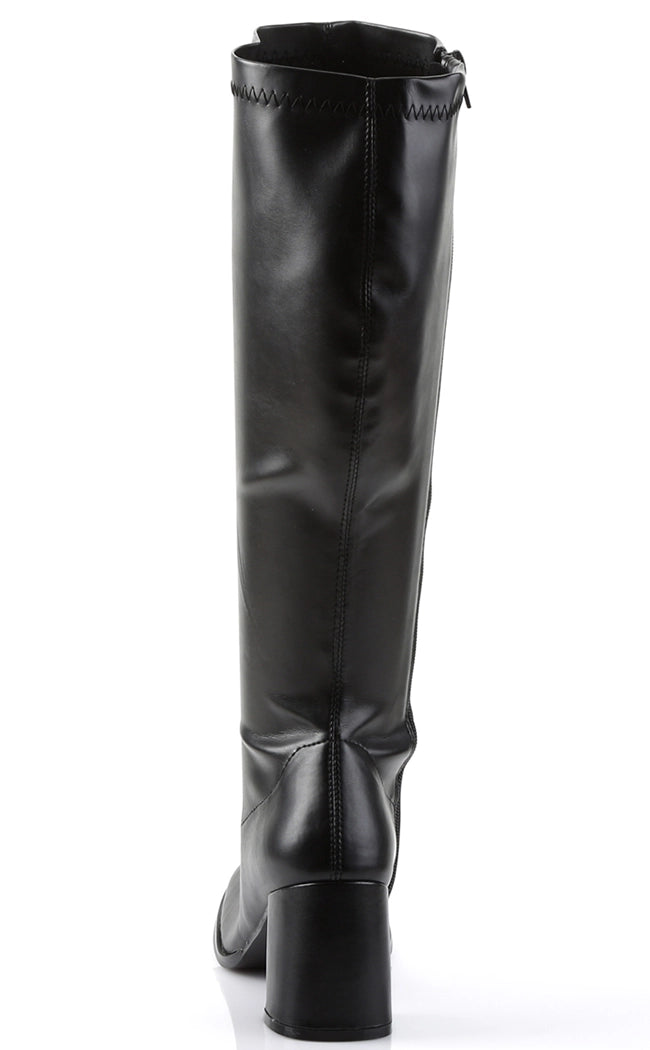 GOGO-300WC Black Vegan Leather Wide Calf Boots