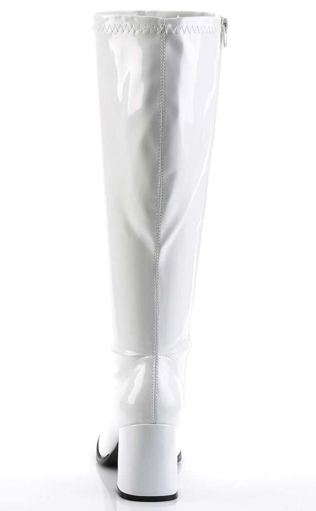 GOGO-300WC White Patent Wide Calf Boots