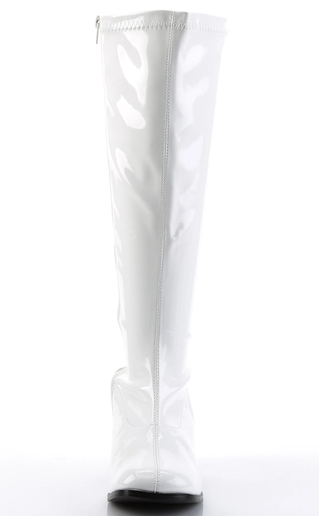 GOGO-300X White Stetch Patent Wide Calf Boots