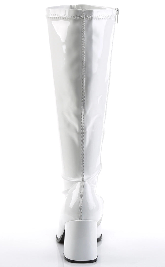 GOGO-300X White Stetch Patent Wide Calf Boots