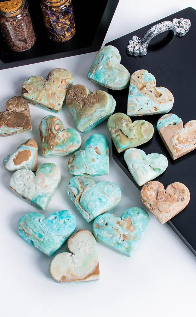 Genuine Hemimorphite Hearts-Crystals-Tragic Beautiful