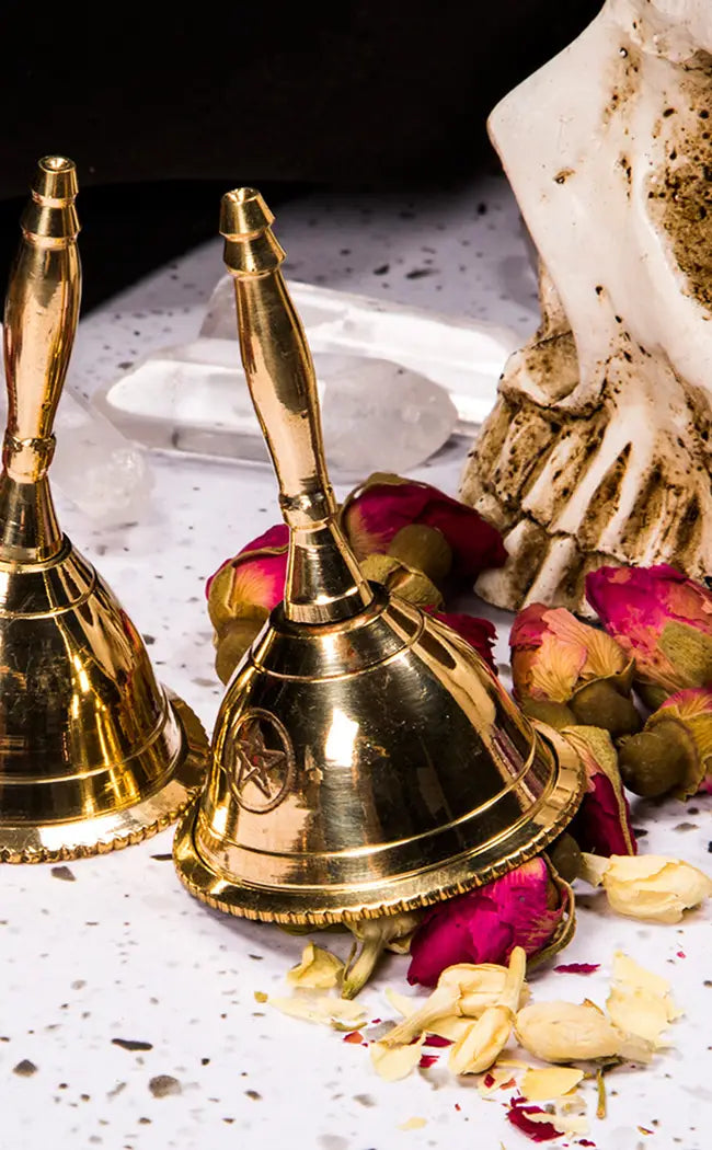 Gold Pentagram Altar Bell-Witchcraft Supplies-Tragic Beautiful