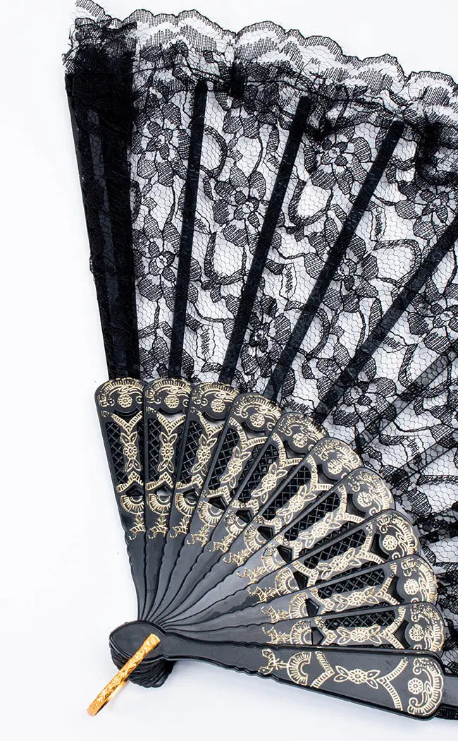 Gothic Lace Hand Fan-Gothic Accessories-Tragic Beautiful
