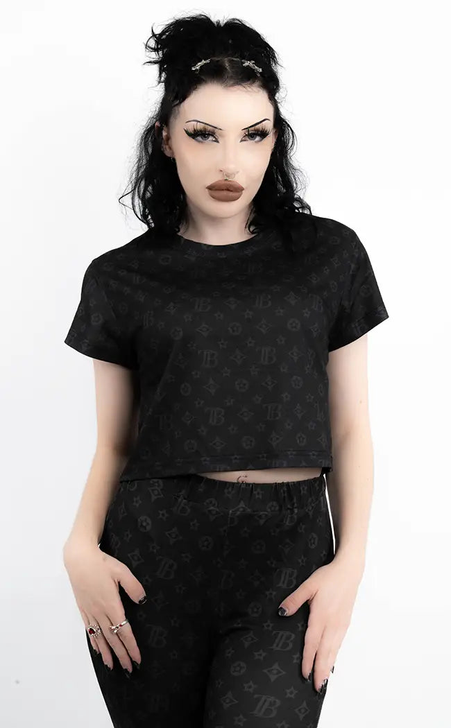 Gothic Monogram Crop Top-Tragic Beautiful-Tragic Beautiful