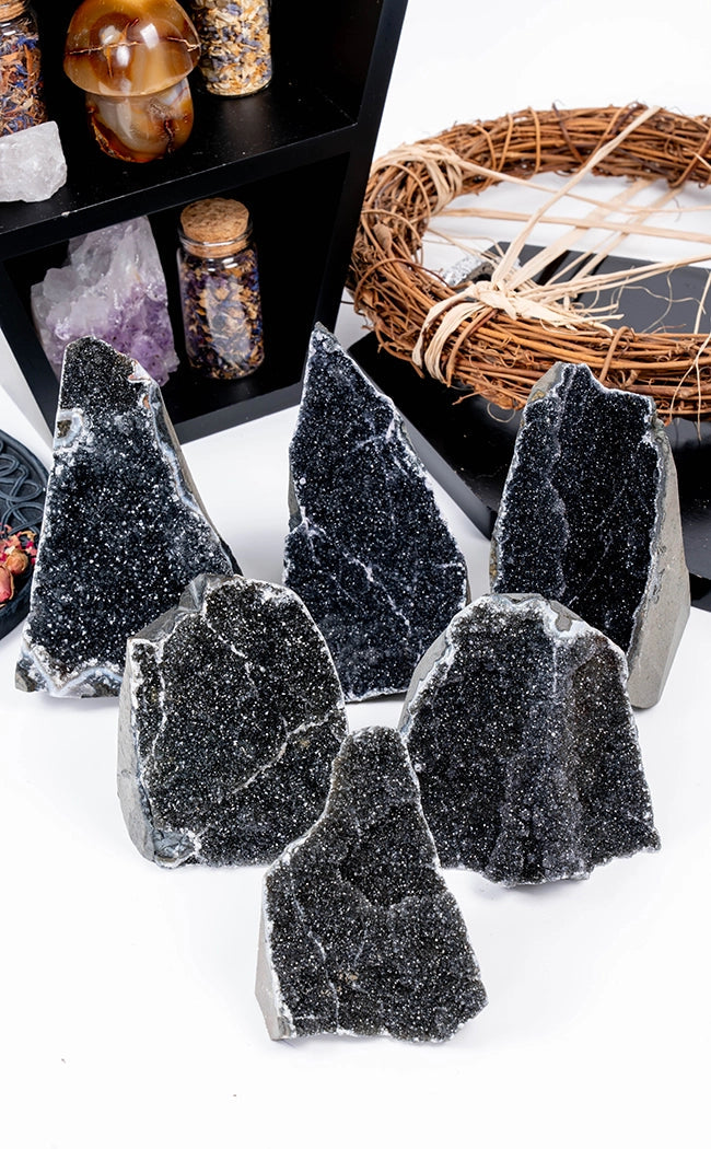 Grade A Black Amethyst Crystal Cave Clusters