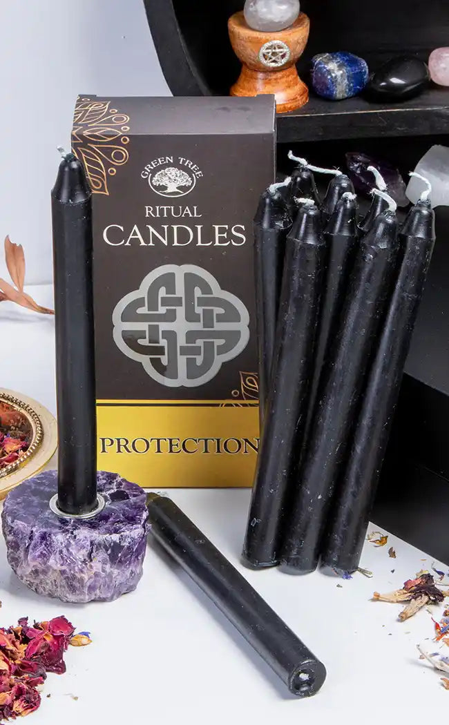 Green Tree Ritual Candles | Protection | Black-Candles-Tragic Beautiful