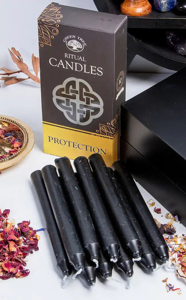Green Tree Ritual Candles | Protection | Black-Candles-Tragic Beautiful