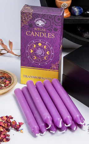 Green Tree Ritual Candles | Transformation | Purple-Candles-Tragic Beautiful