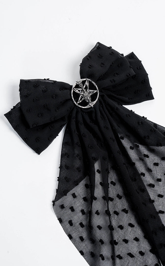 Hail Baphy Bow Hair Clip-Cold Black Heart-Tragic Beautiful