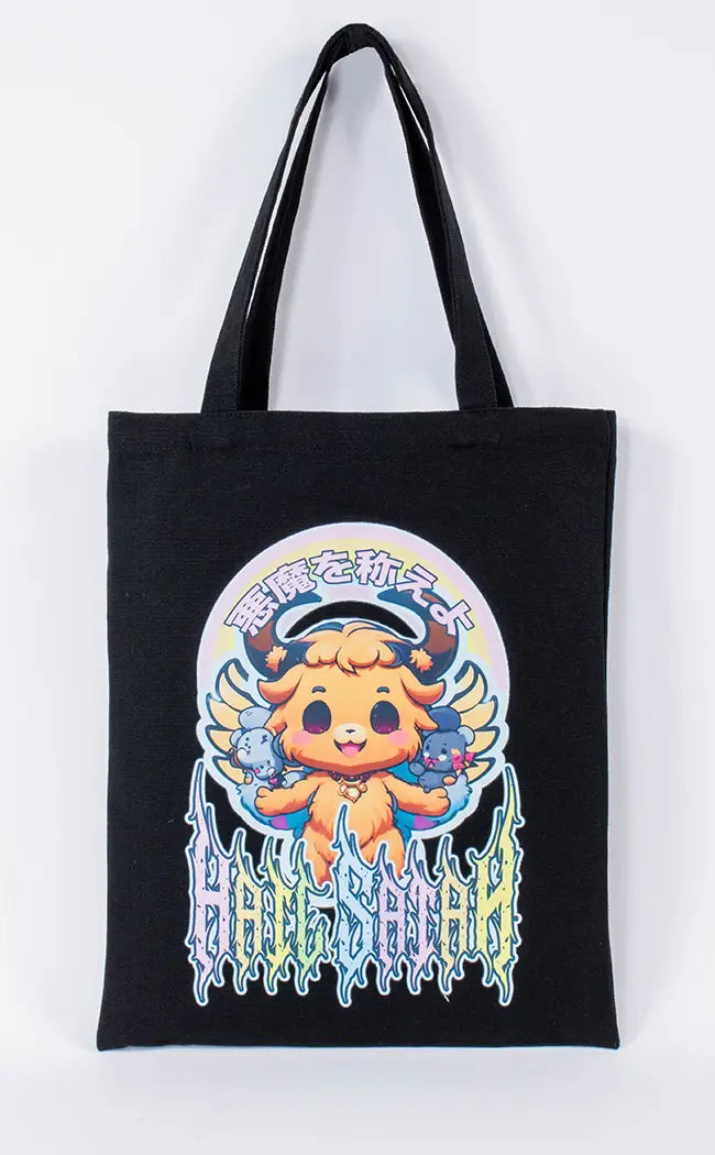 Hail Satan Canvas Tote Bag-Tragic Beautiful-Tragic Beautiful