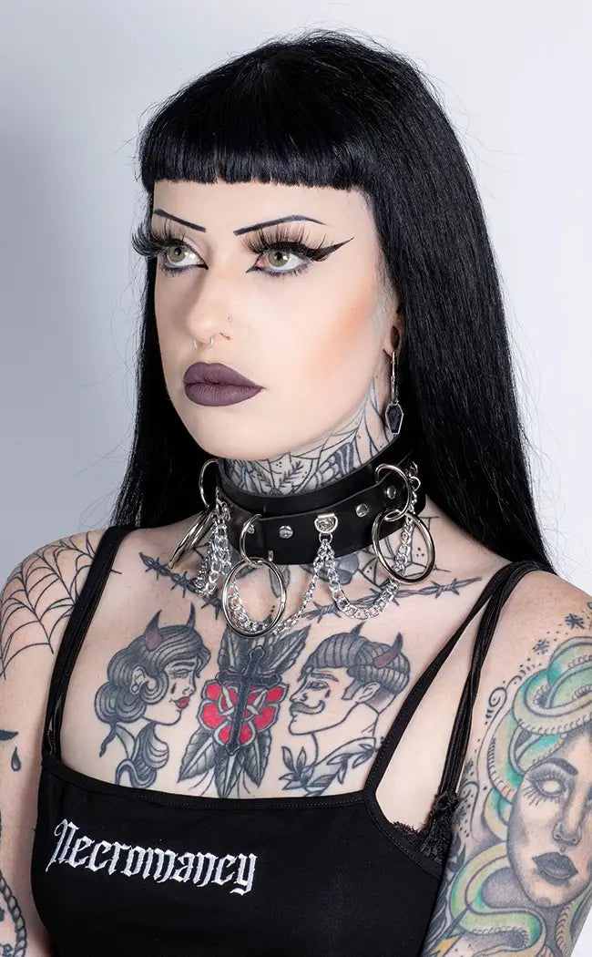 Heavy Decadence Choker-Cold Black Heart-Tragic Beautiful