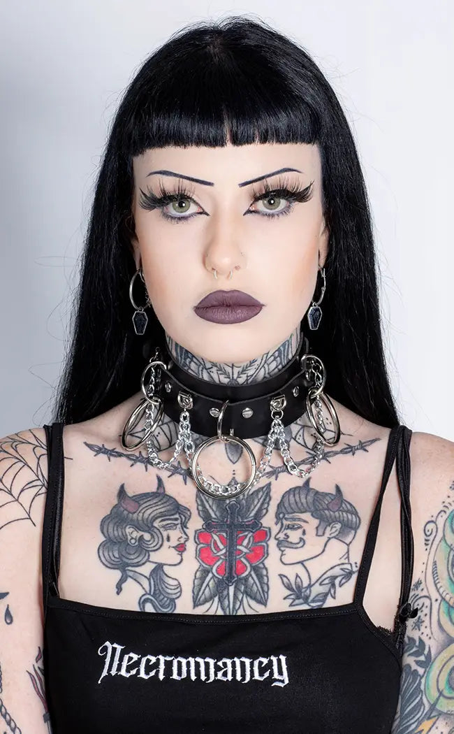Heavy Decadence Choker-Cold Black Heart-Tragic Beautiful