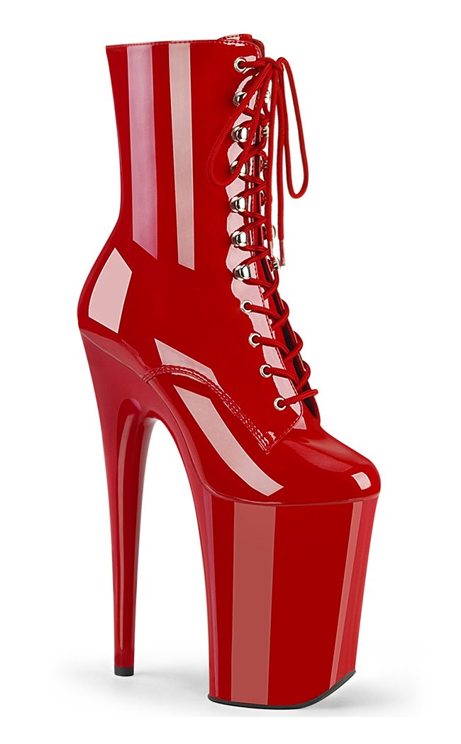 INFINITY-1020 Red Patent Ankle Boots-Pleaser-Tragic Beautiful