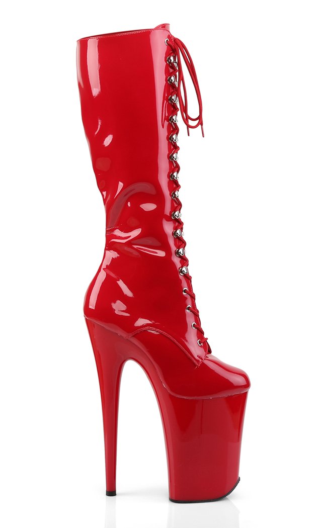 INFINITY-2020 Red Pat/Red Knee High Boots-Pleaser-Tragic Beautiful