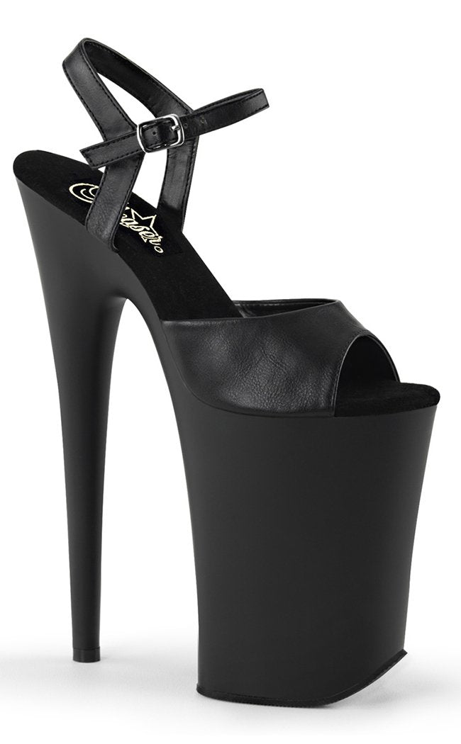 Pleaser INFINITY-909 Black Vegan Leather Platform Heels